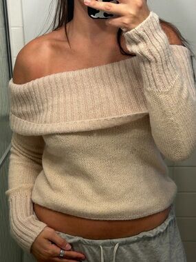 SO Cream Off-the-Shoulder Knit Sweater